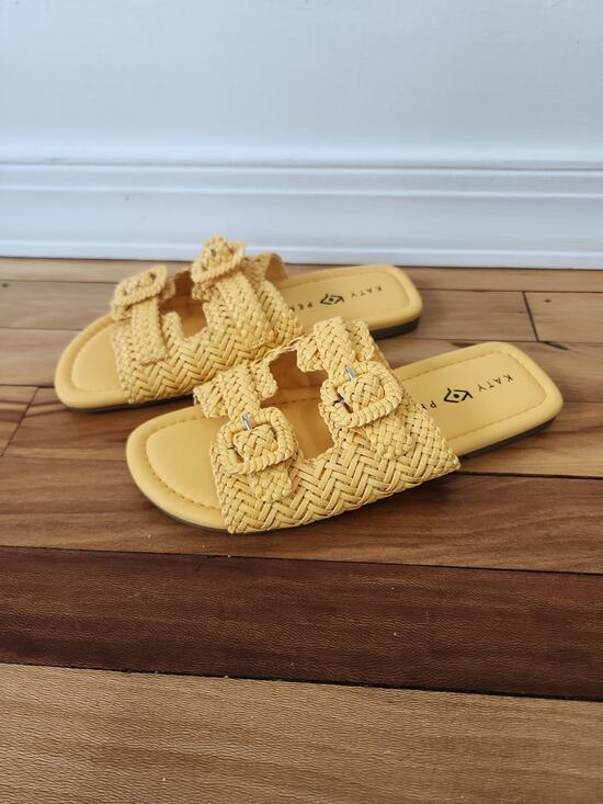 Katy Perry Shoes - Katy Perry Yellow Woven Women's 8 M Slides Sandals
